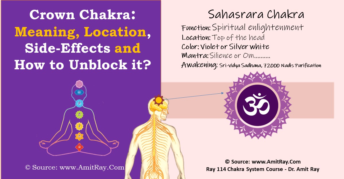 The seventh chakra is located in the pineal gland and is made up of the meeting of the six chakras. It would be a hollow space, on the edges of which there would be a thousand nerves. Sahasrara, the consciousness chakra: When this opens, you become fully aware of pure consciousness as the sole reality and underlying substance of everything in the universe. Sahasrara . Therefore , to awaken the life principle or consciousness from Muladhara and let it merge in Sahasrara has been described as ‘ liberation ‘ by Vedanta